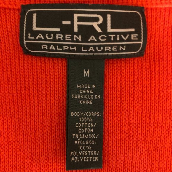 Lauren Ralph Lauren Active Hi Collar Knit Vest w Snap Closure Orange Sz M - Picture 8 of 8
